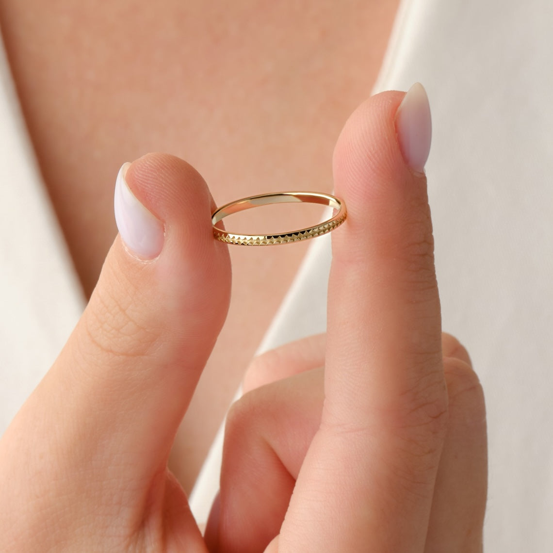 Unique Wedding Band 14k Gold