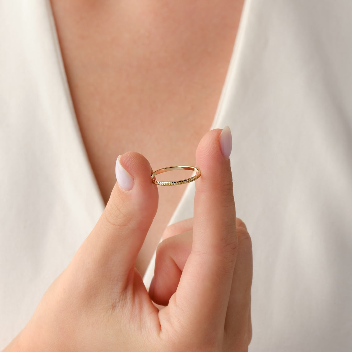 Unique Wedding Band 14k Gold