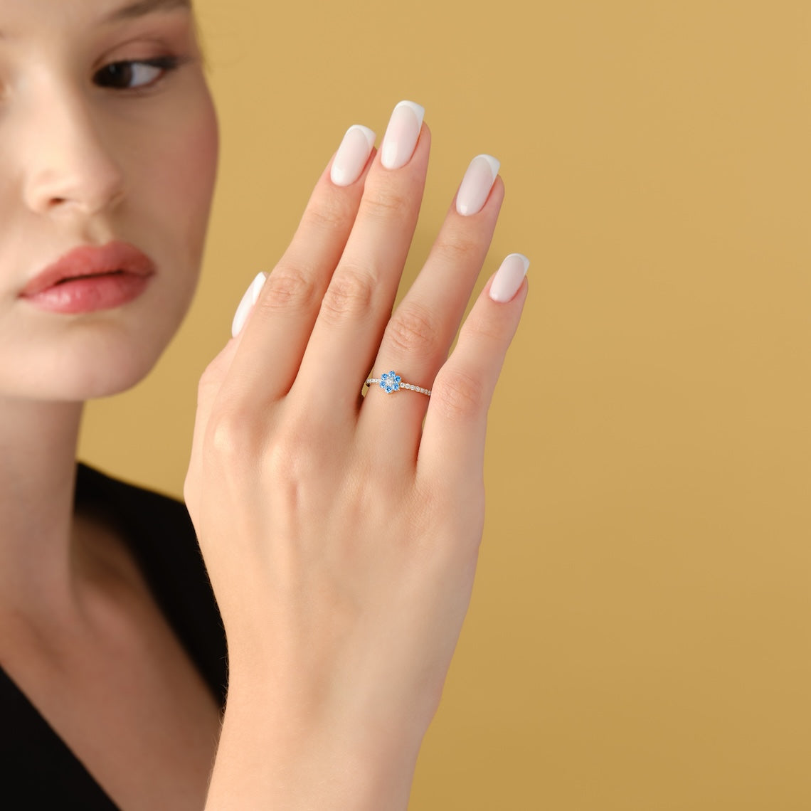 Floral Diamond Birthstone Ring 14 Gold