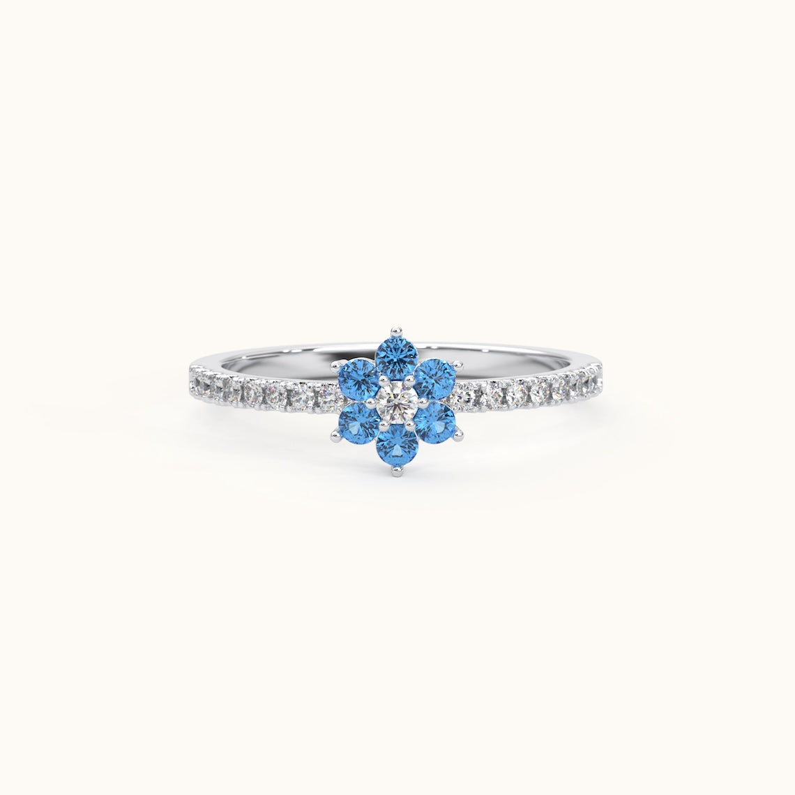 Floral Diamond Birthstone Ring 14 Gold