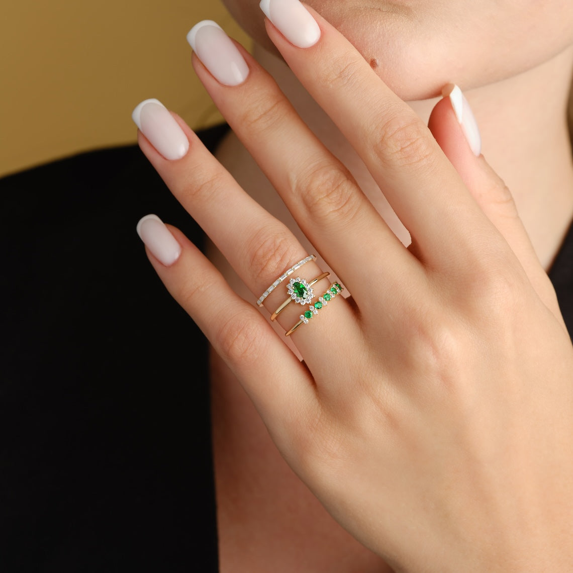 Round Diamond Gemstone Ring 14k Gold