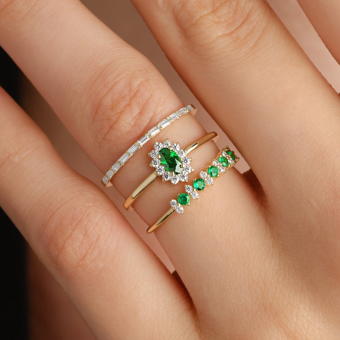 Round Diamond Gemstone Ring 14k Gold