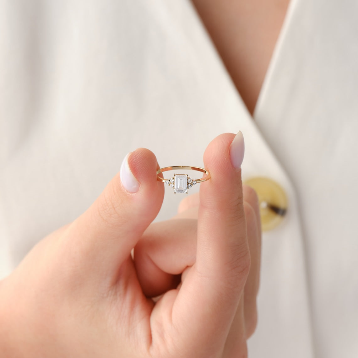 Emerald Cut Diamond Engagement Ring 14k Gold