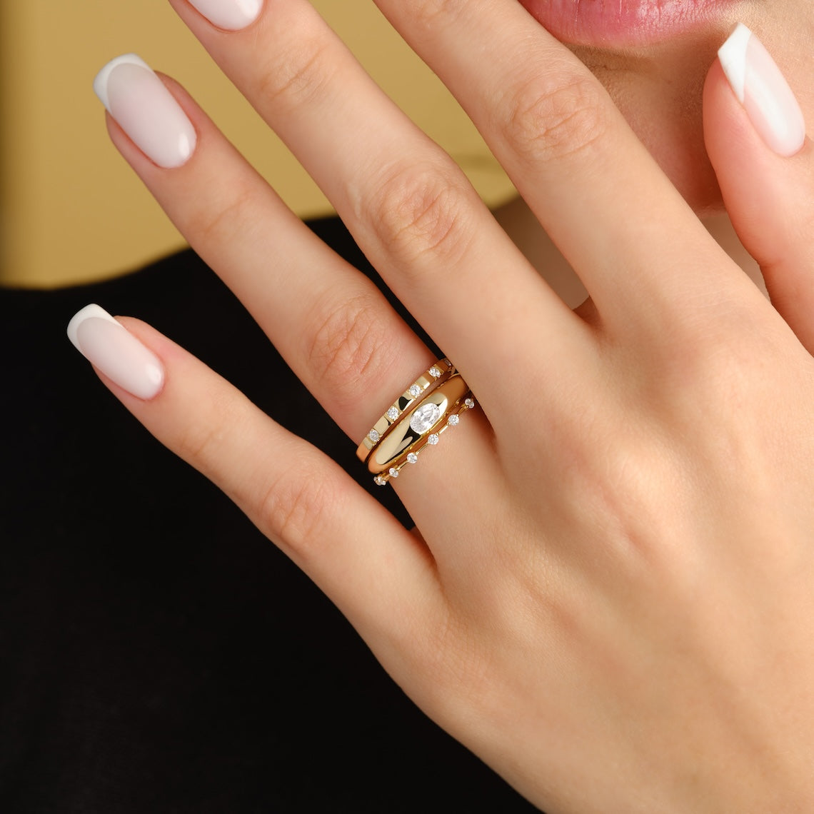Flush Set Solitaire Diamond Ring 14k Gold