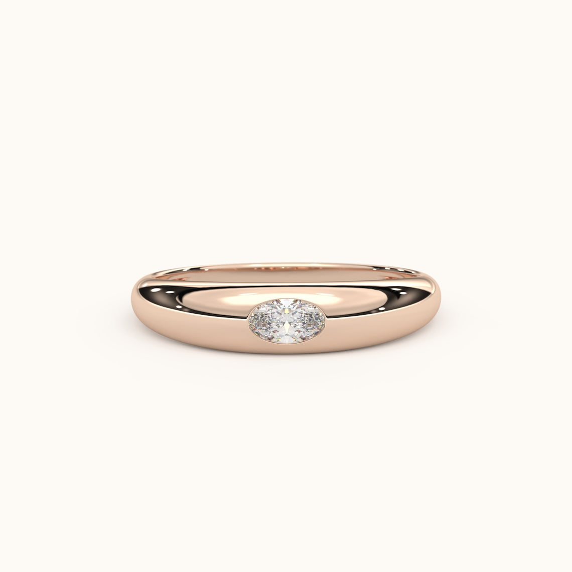Flush Set Solitaire Diamond Ring 14k Gold