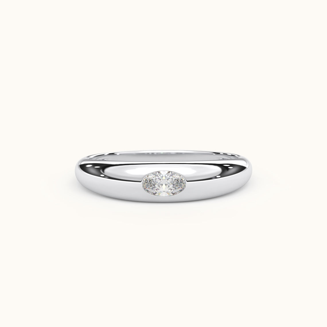 Flush Set Solitaire Diamond Ring 14k Gold