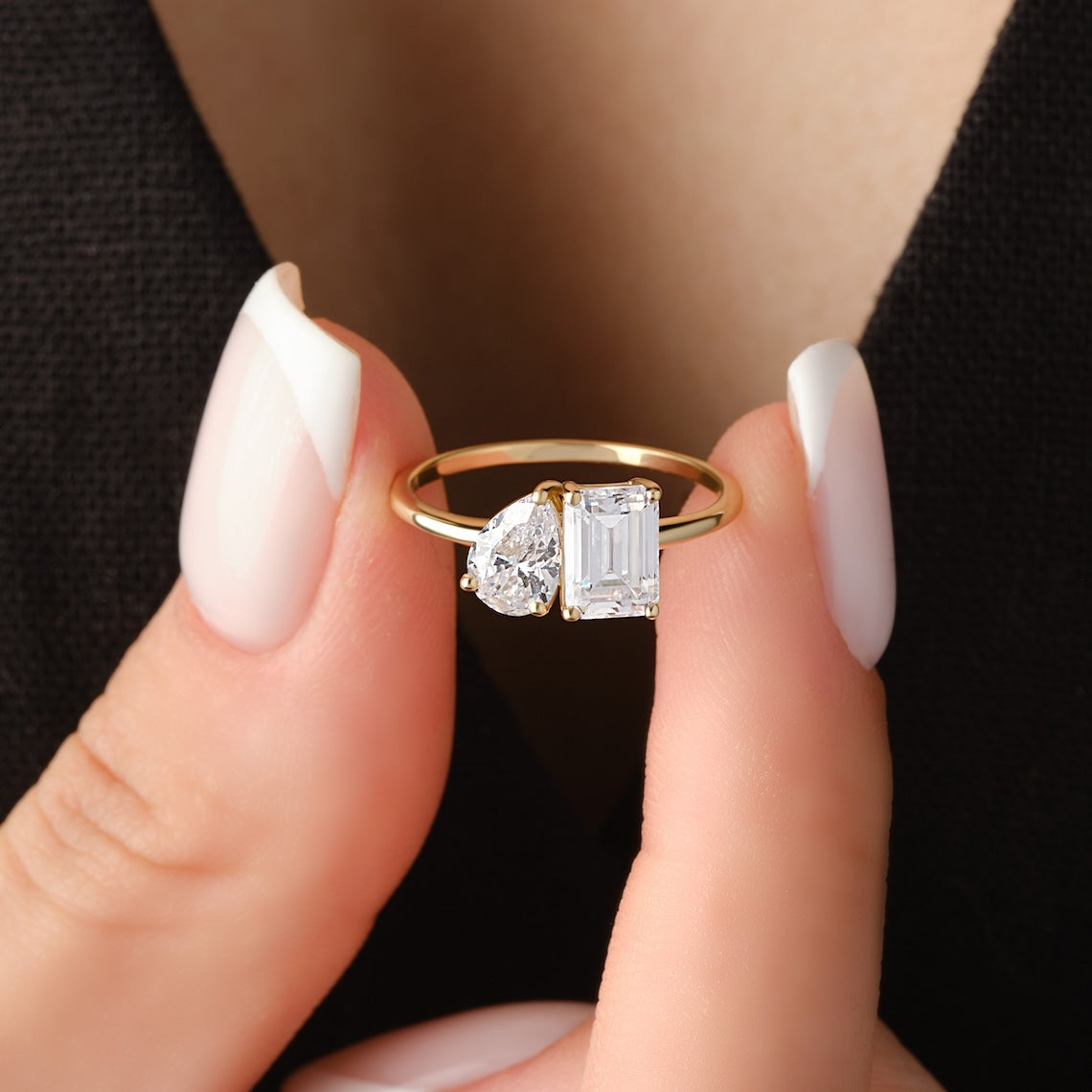 Toi et Moi Engagement Ring 14k Gold