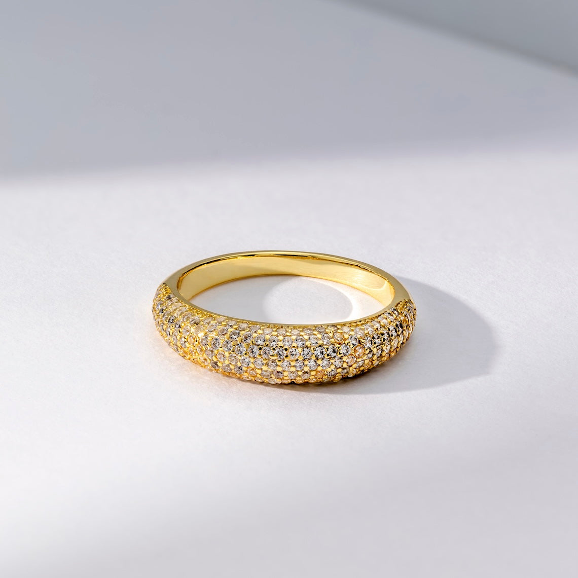 14k Gold Vermeil Pave Dome Ring