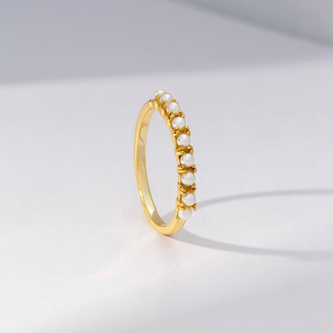 14k Gold Vermeil Pearl Half Eternity Ring