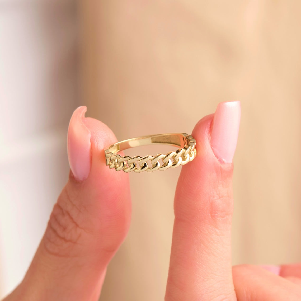 Half Eternity Chain Ring 14k Gold