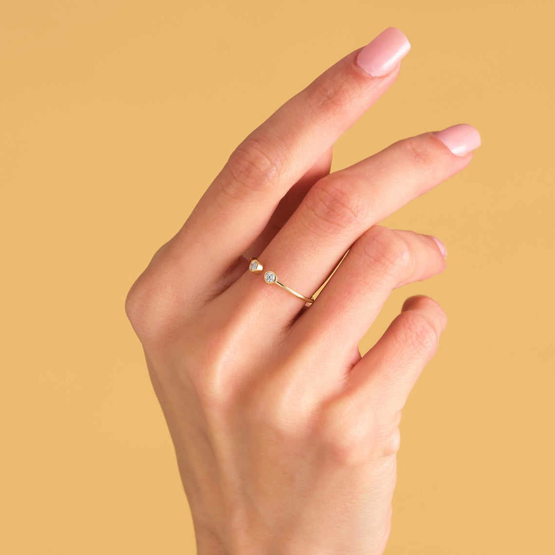 Open Diamond Ring 14k Gold, Dequan