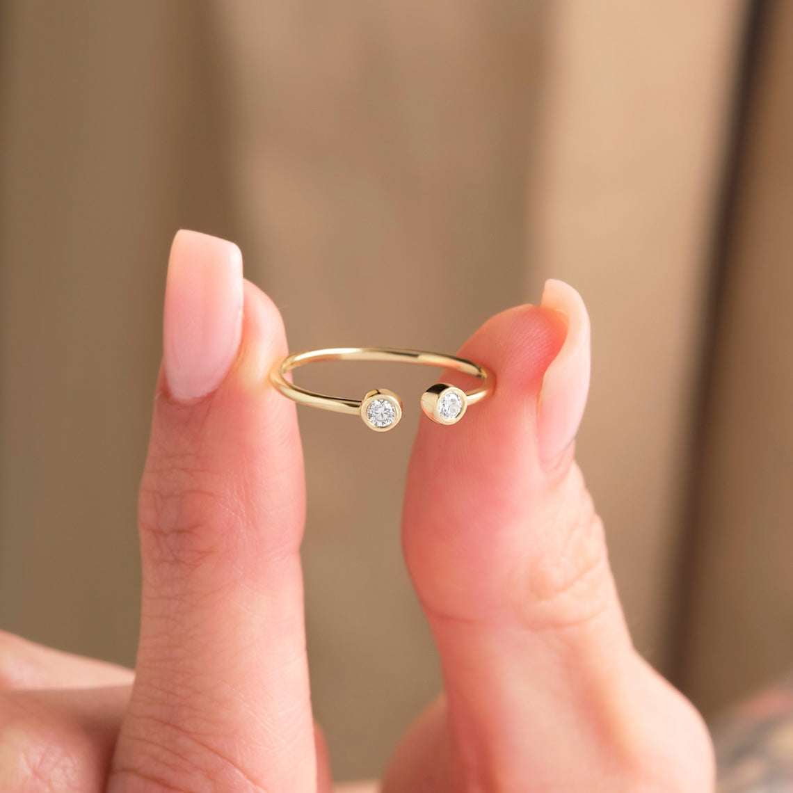Open Diamond Ring 14k Gold, Dequan