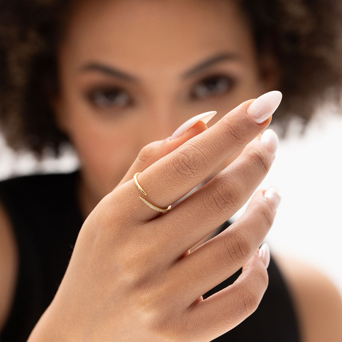 14k Gold Vermeil Spiral Ring With Diamond