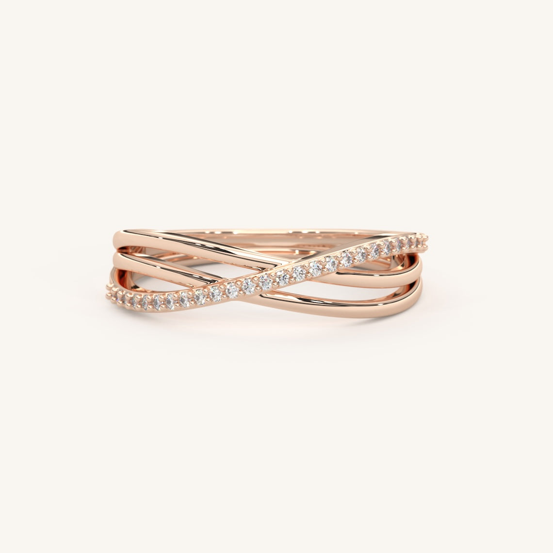 Triple Band Crossover Ring 14k Gold