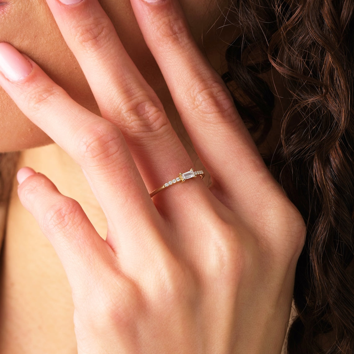 Baguette Diamond Engagement Ring 14k Gold