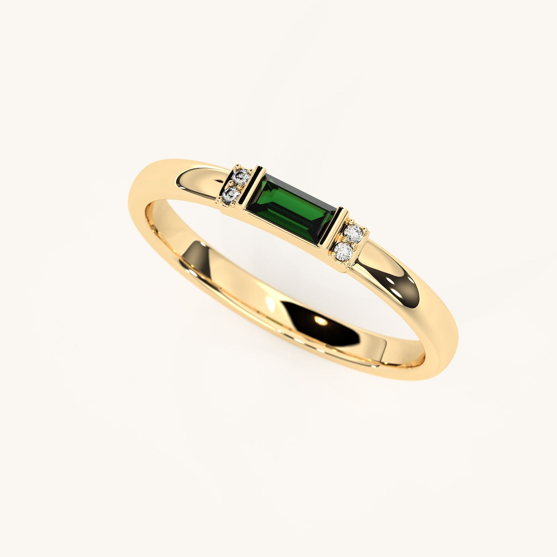 14k Gold Vermeil Emerald Baguette Ring