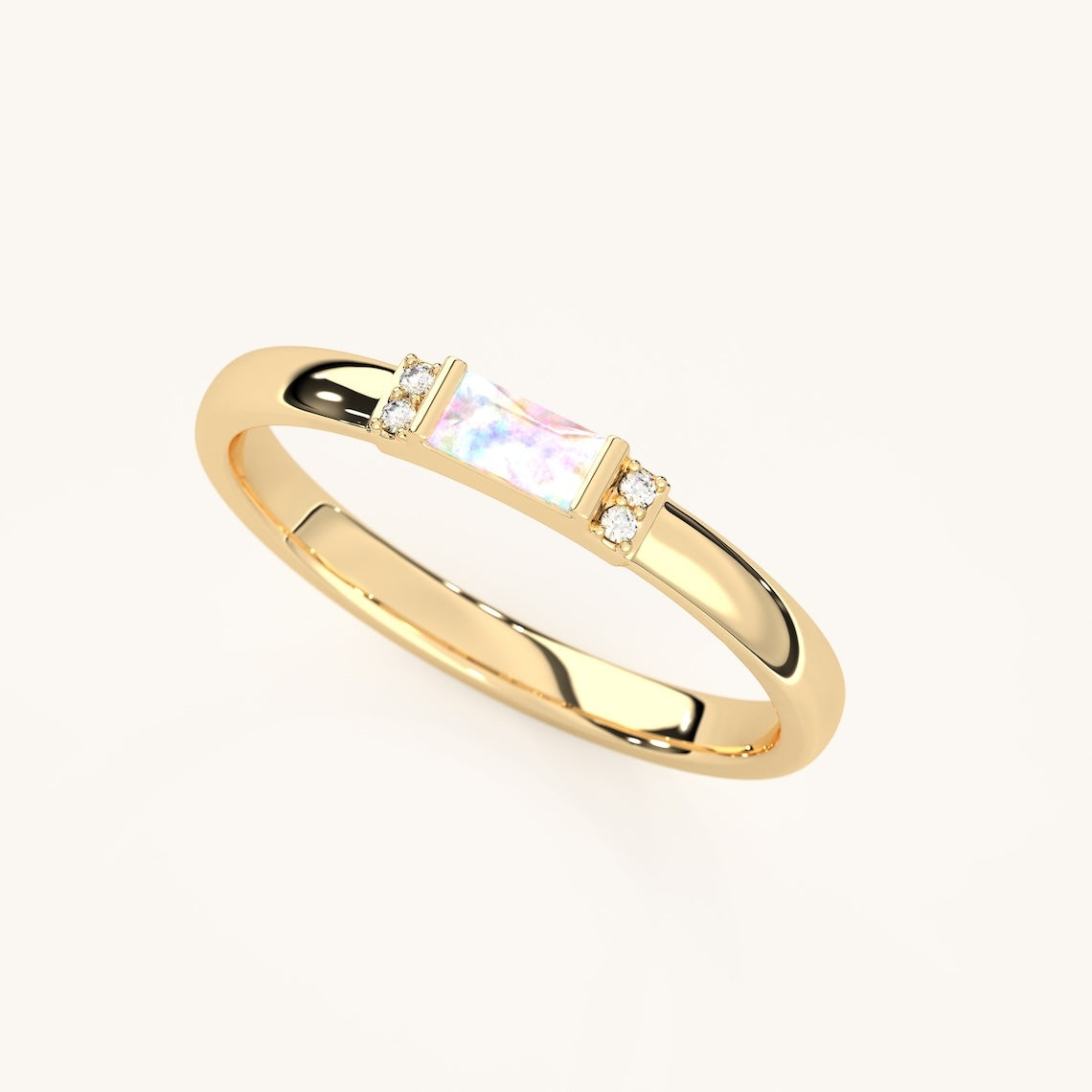 14k Gold Vermeil Opal Baguette Ring