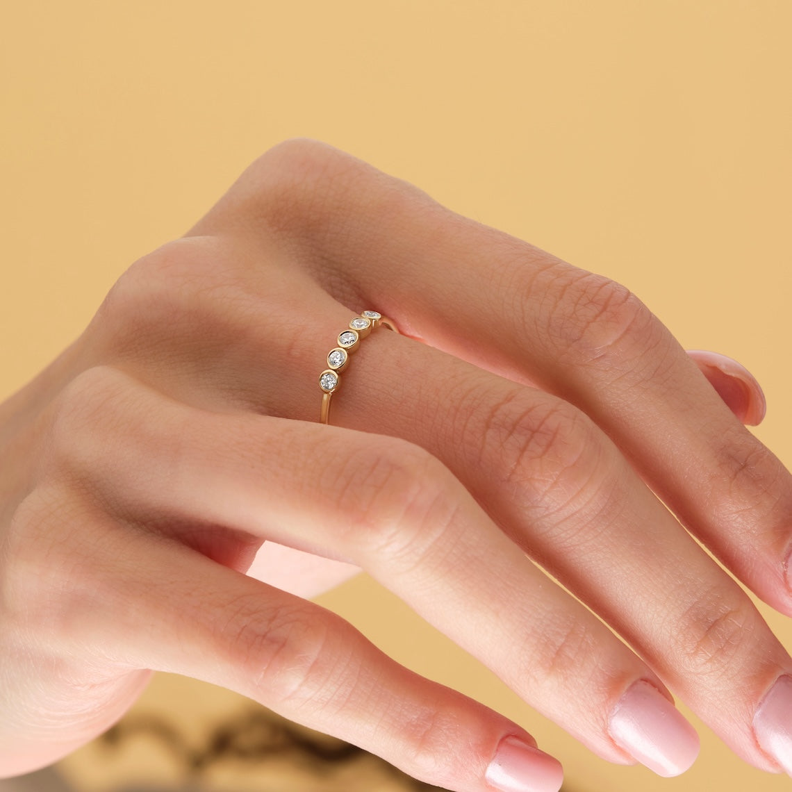Bezel Set Engagement Ring 18K Gold