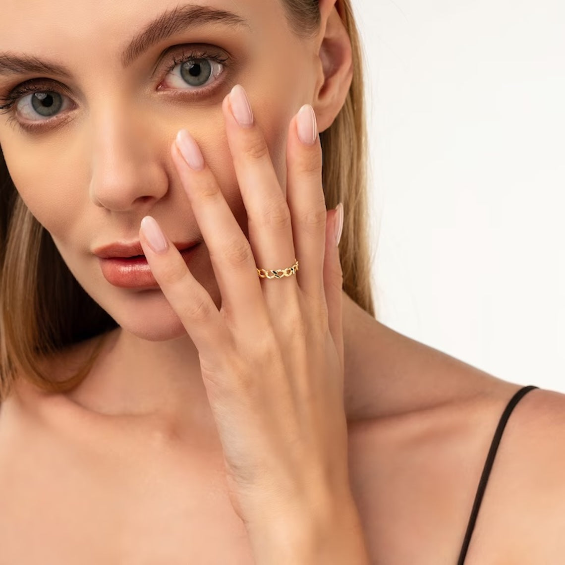 Half Eternity Chain Ring 14k Gold