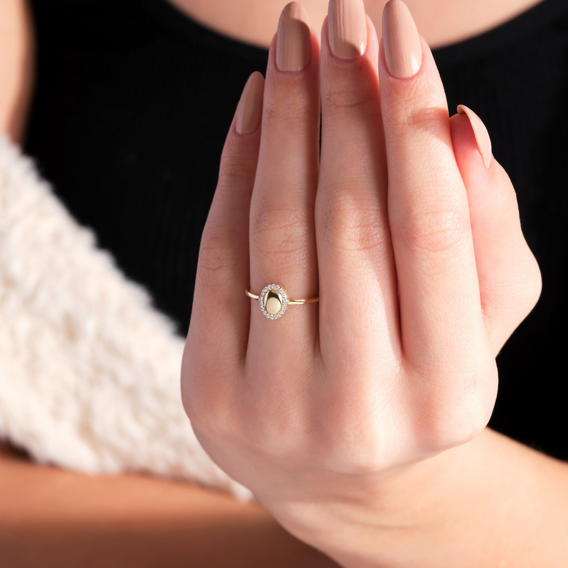 14K Gold Diamond Signet Ring, Orion