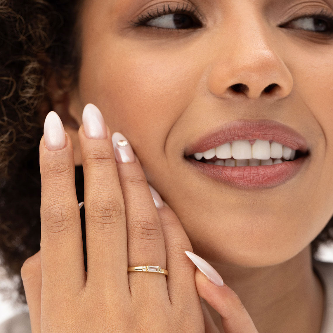 18k Gold Vermeil White CZ Baguette Ring