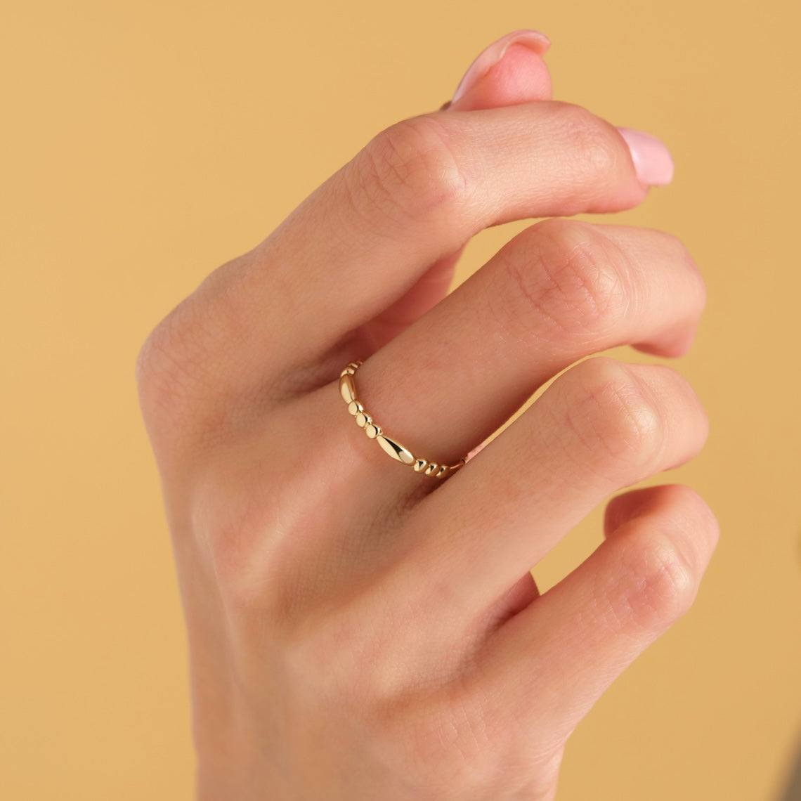 Dash and Dot Gold Wedding Band 14k Gold