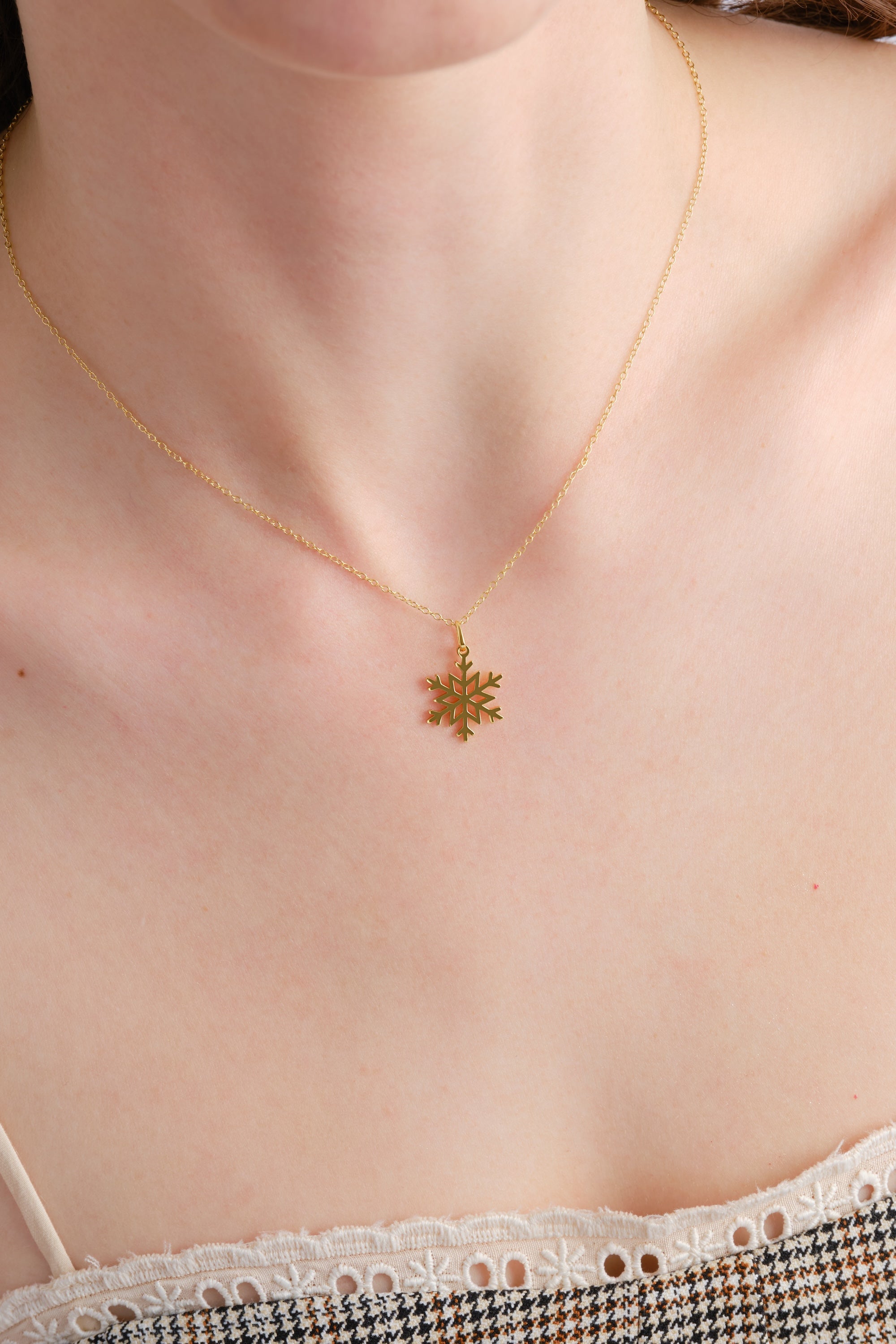 14k Gold Vermeil Snowflake Necklace