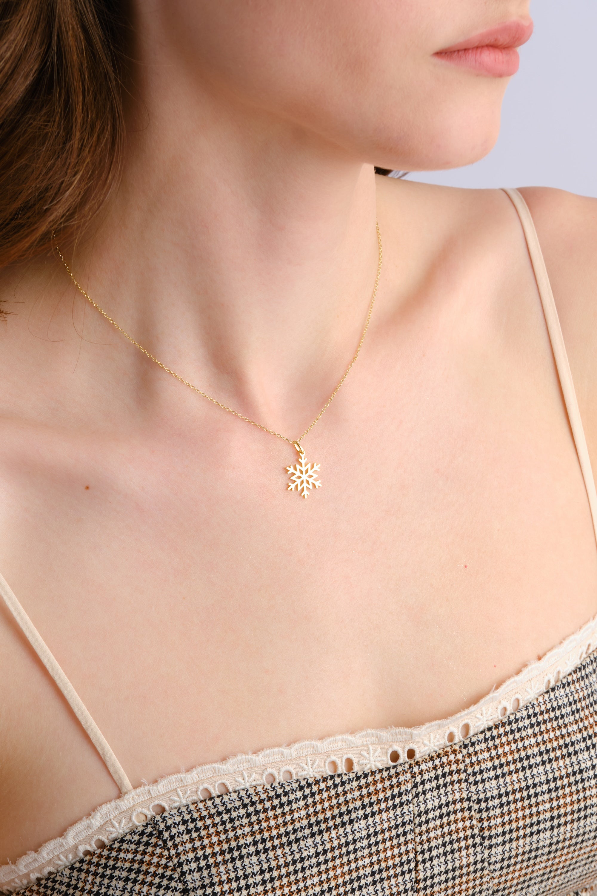 14k Gold Vermeil Snowflake Necklace