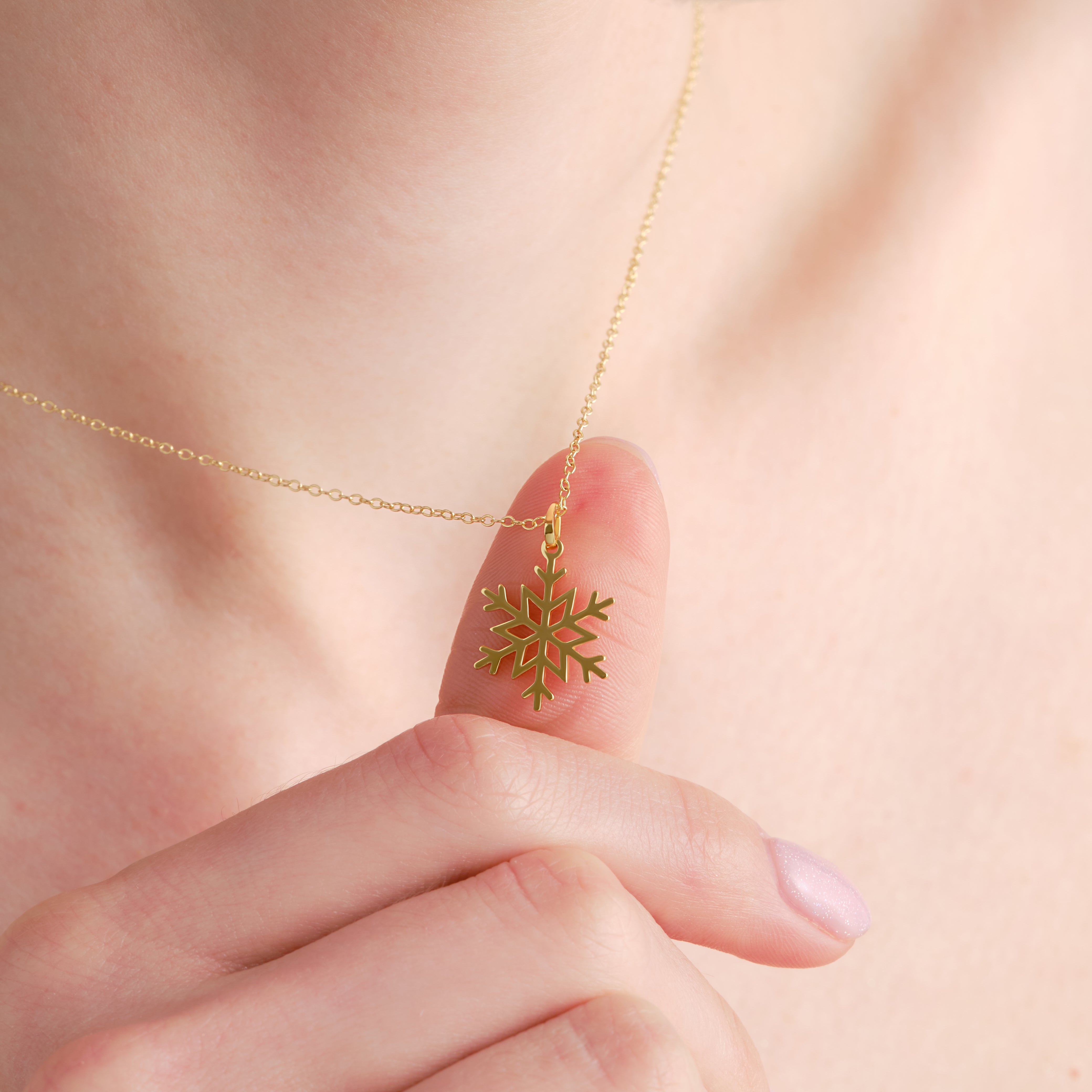 14k Gold Vermeil Snowflake Necklace