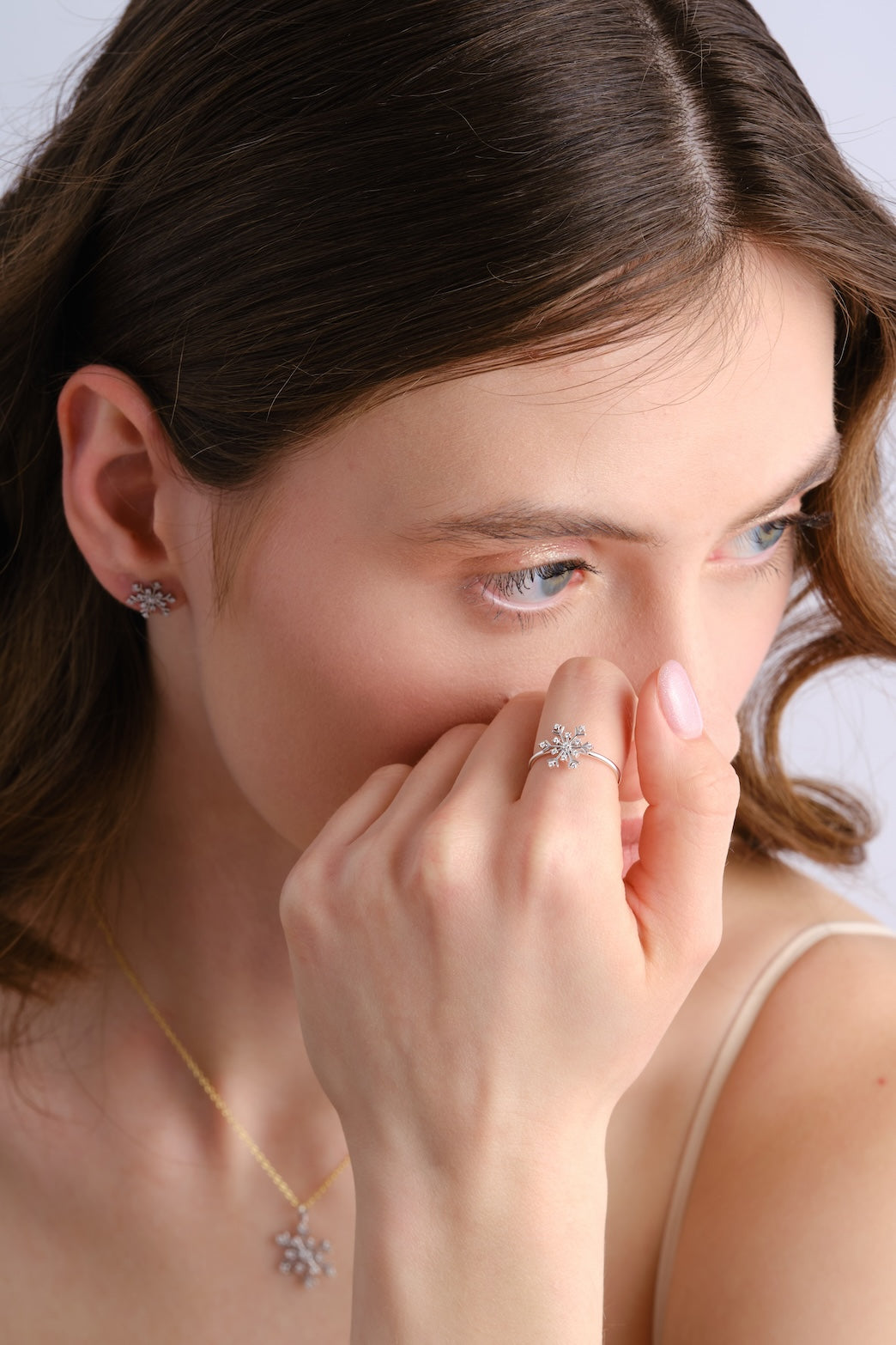 14k White Gold Vermeil Snowflake Ring