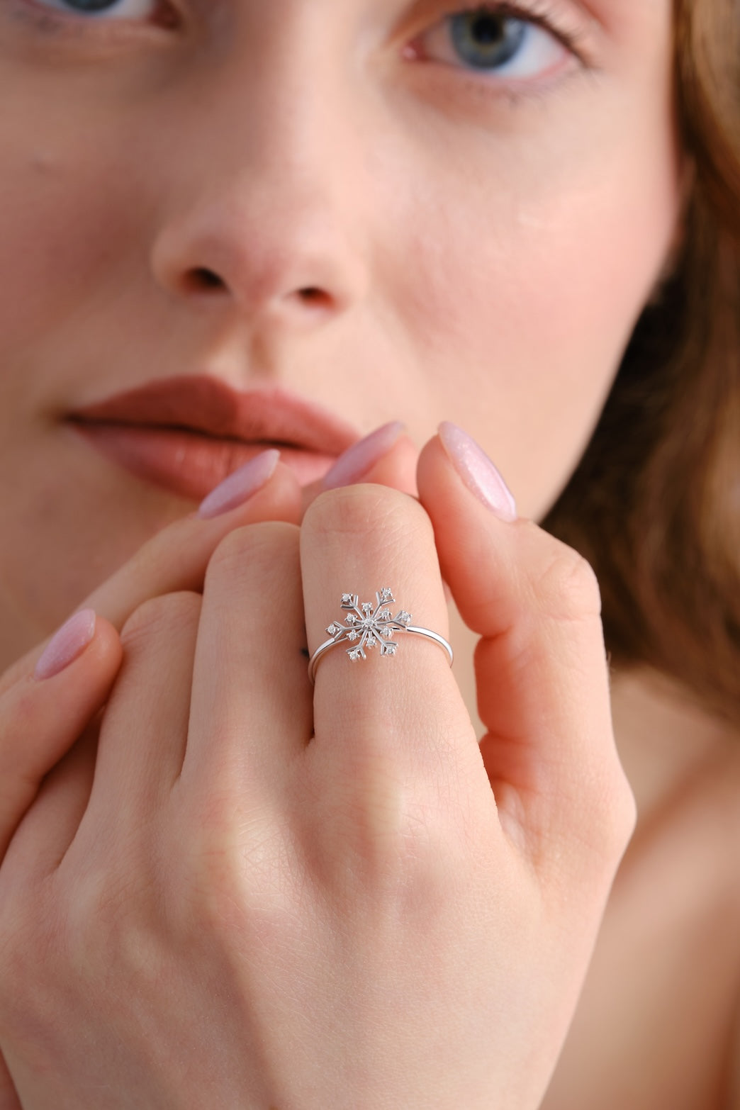 14k White Gold Vermeil Snowflake Ring