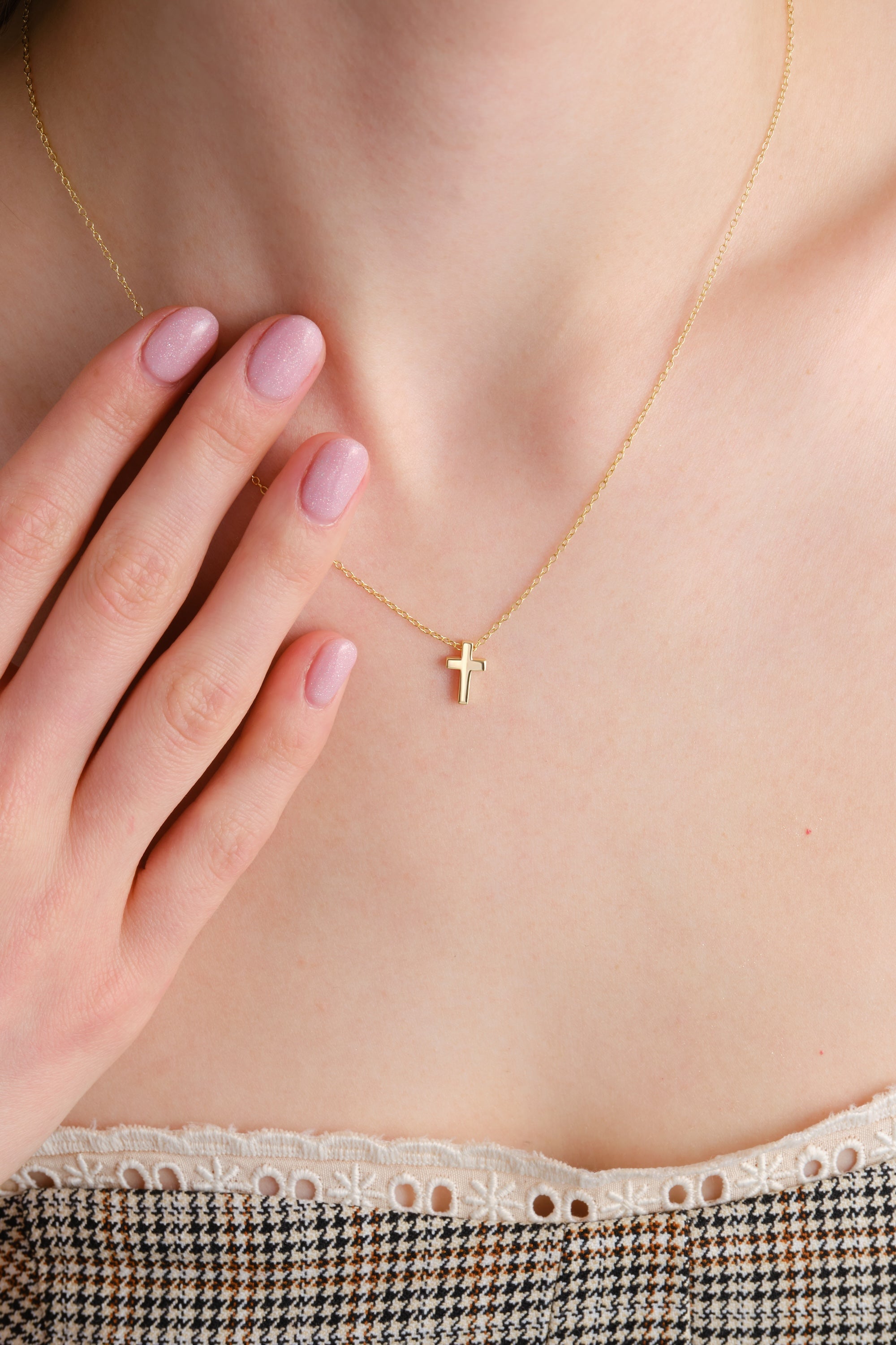 14k Gold Vermeil Cross Necklace