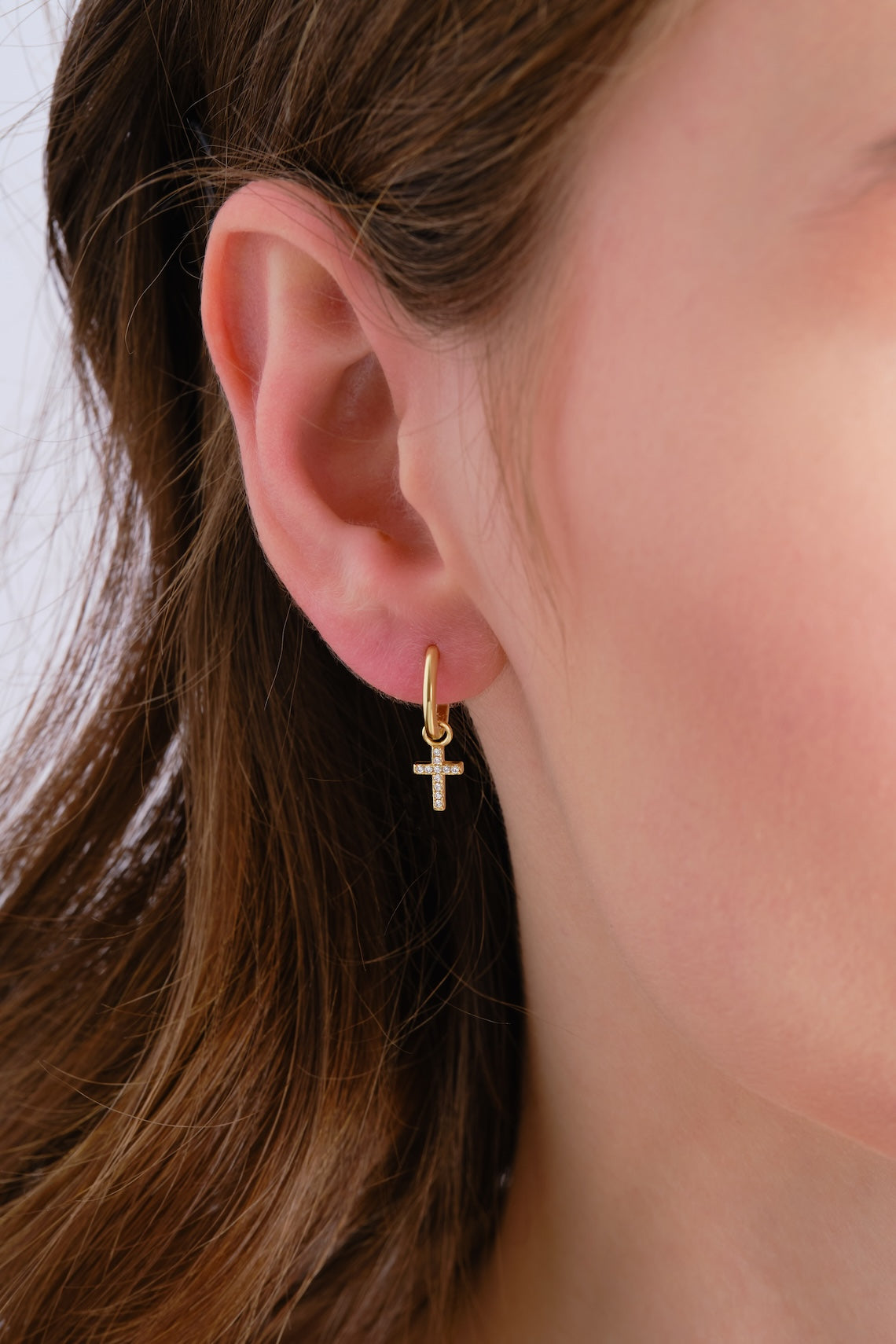 14k Gold Vermeil Tiny Cross Earrings