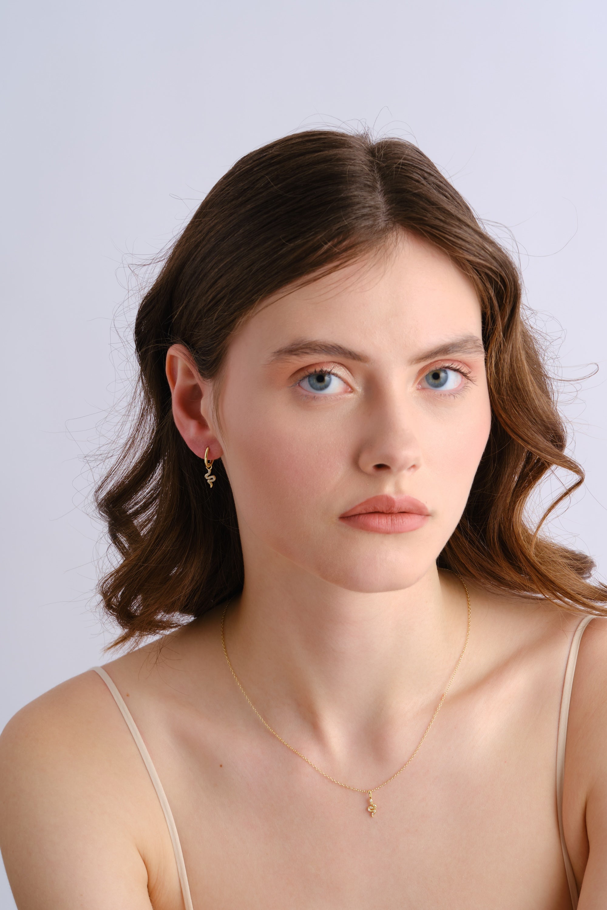 14k Gold Vermeil Snake Charm Earring