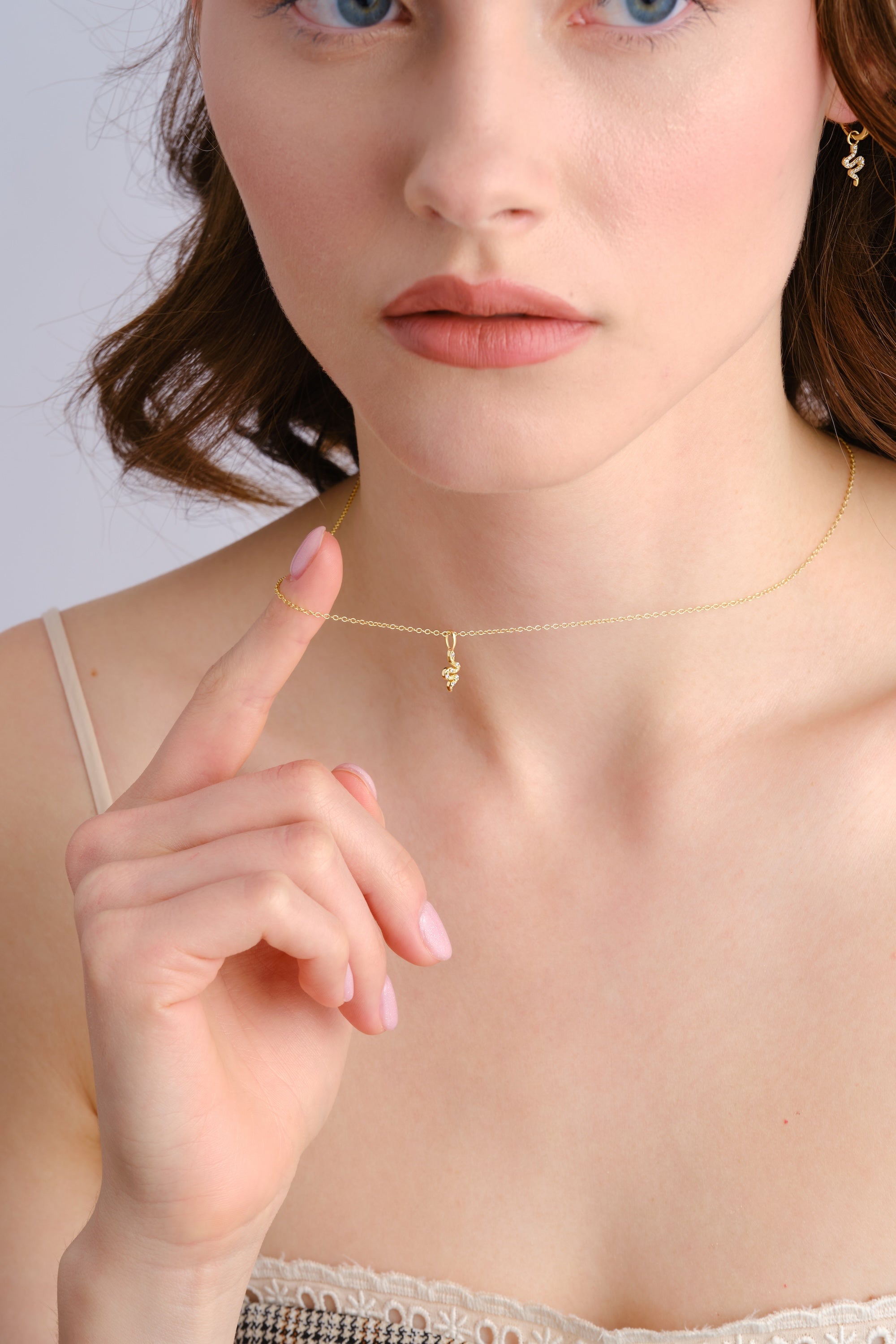 14k Gold Vermeil Diamond Snake Necklace