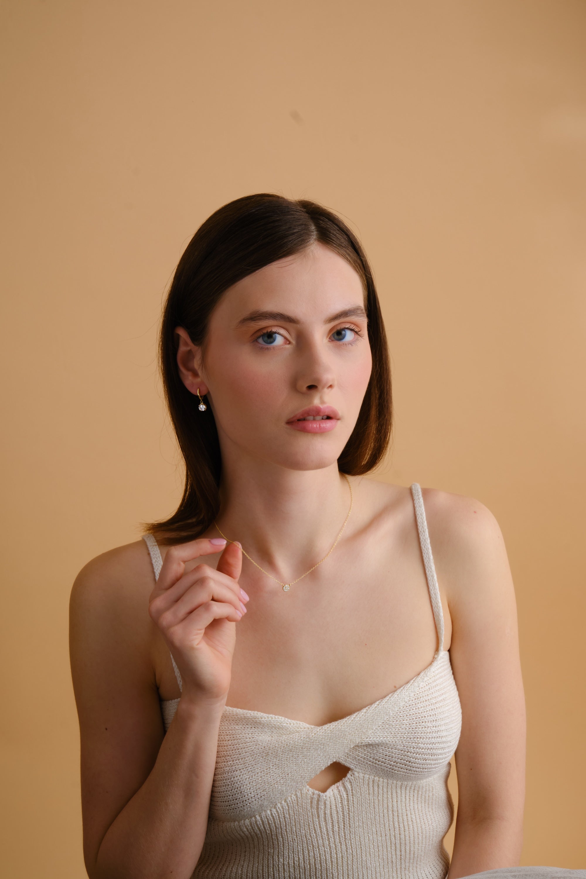 14k Gold Vermeil Dainty Diamond Necklace