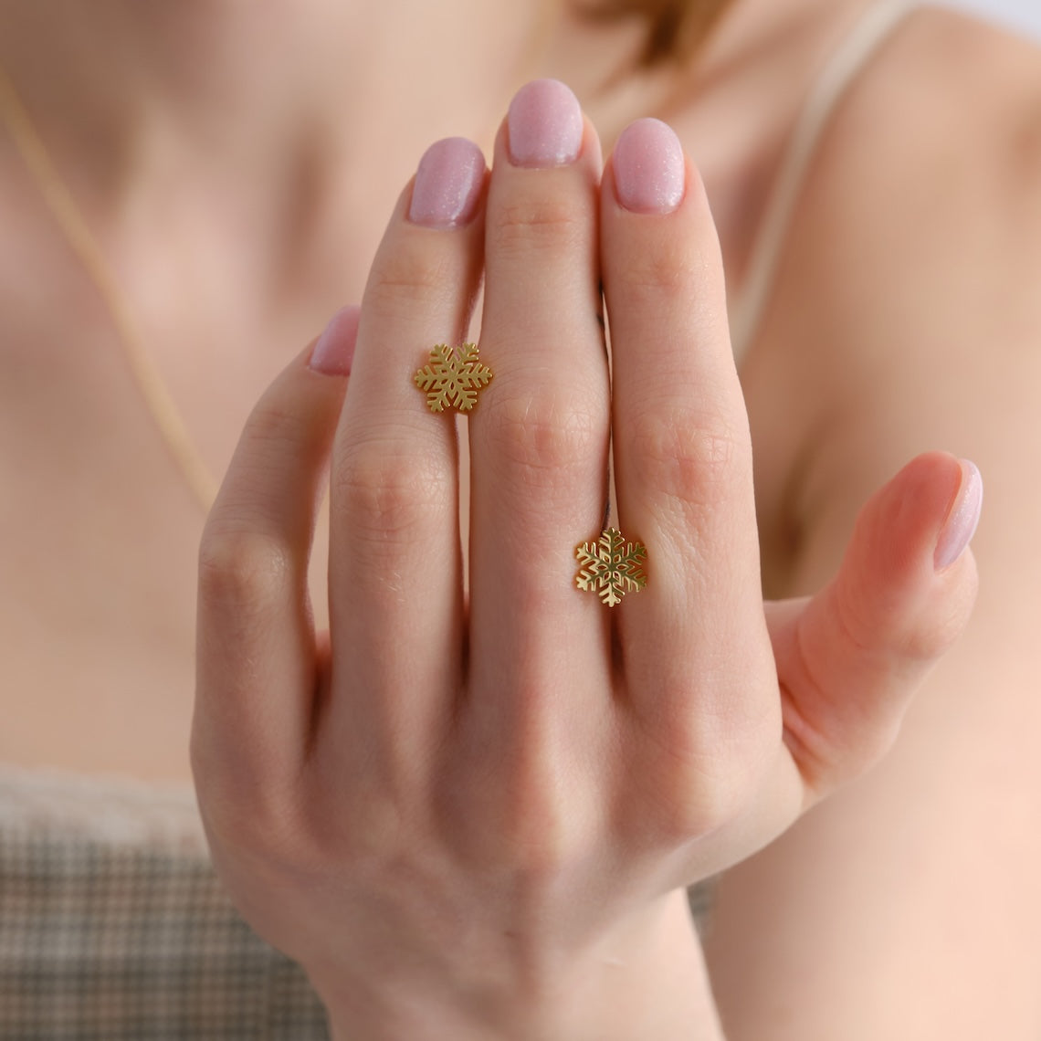 14k Gold Vermeil Snowflake Earring