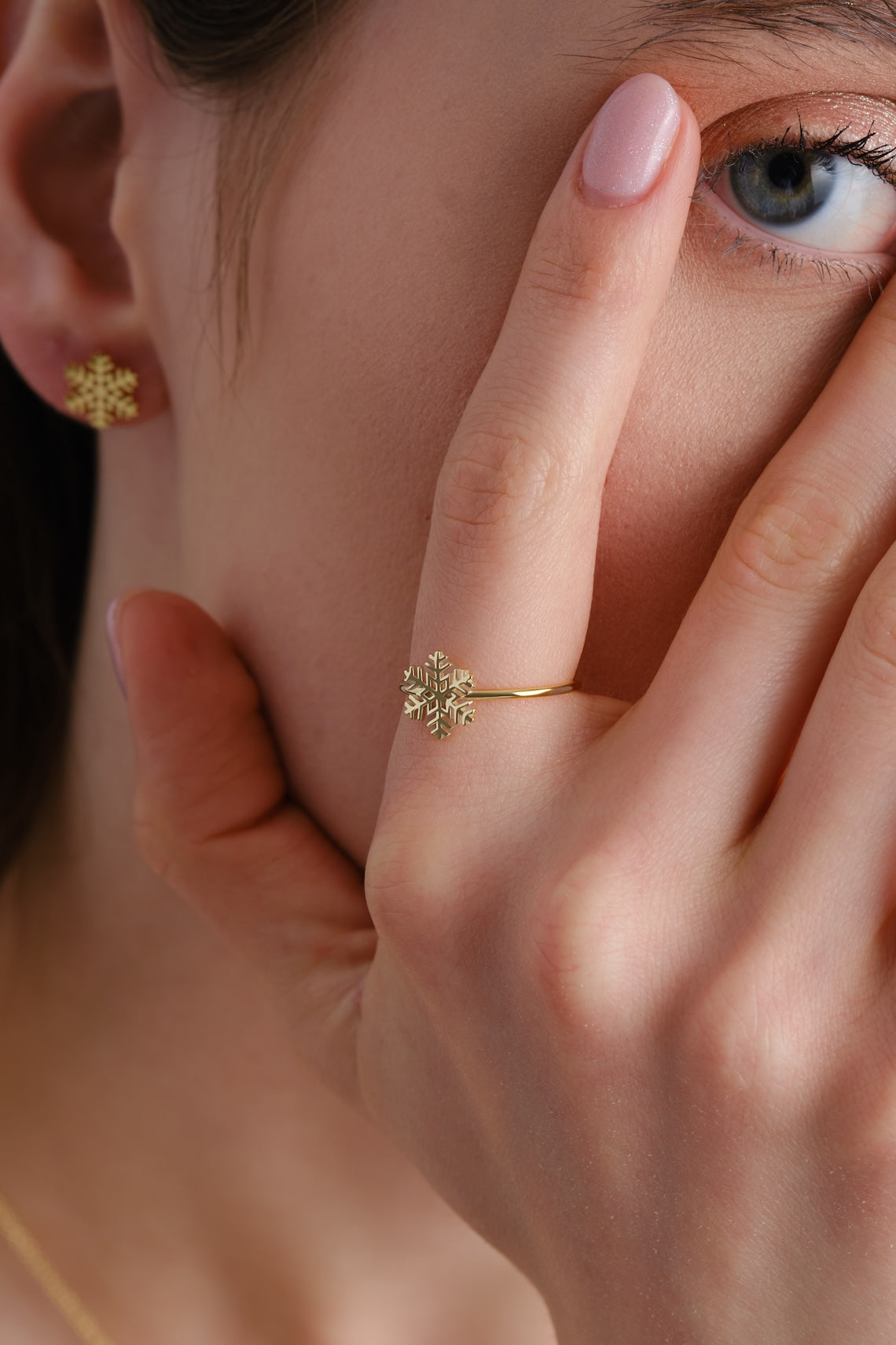 14k Gold Vermeil Snowflake Ring