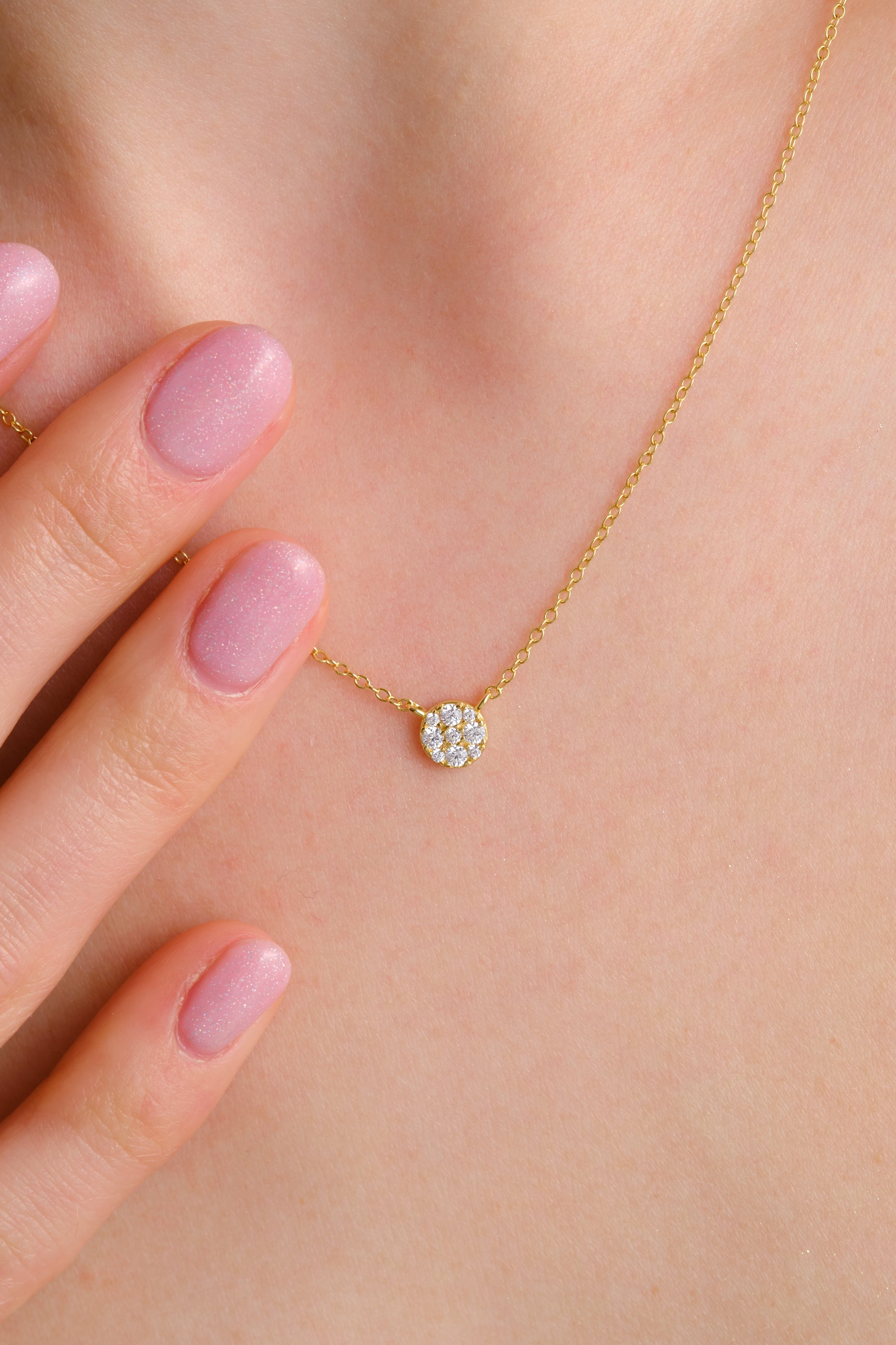 14k Gold Vermeil Dainty Diamond Necklace