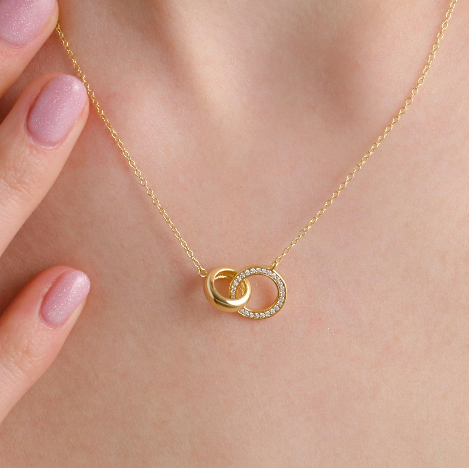 14k Gold Vermeil Interlocking Necklace