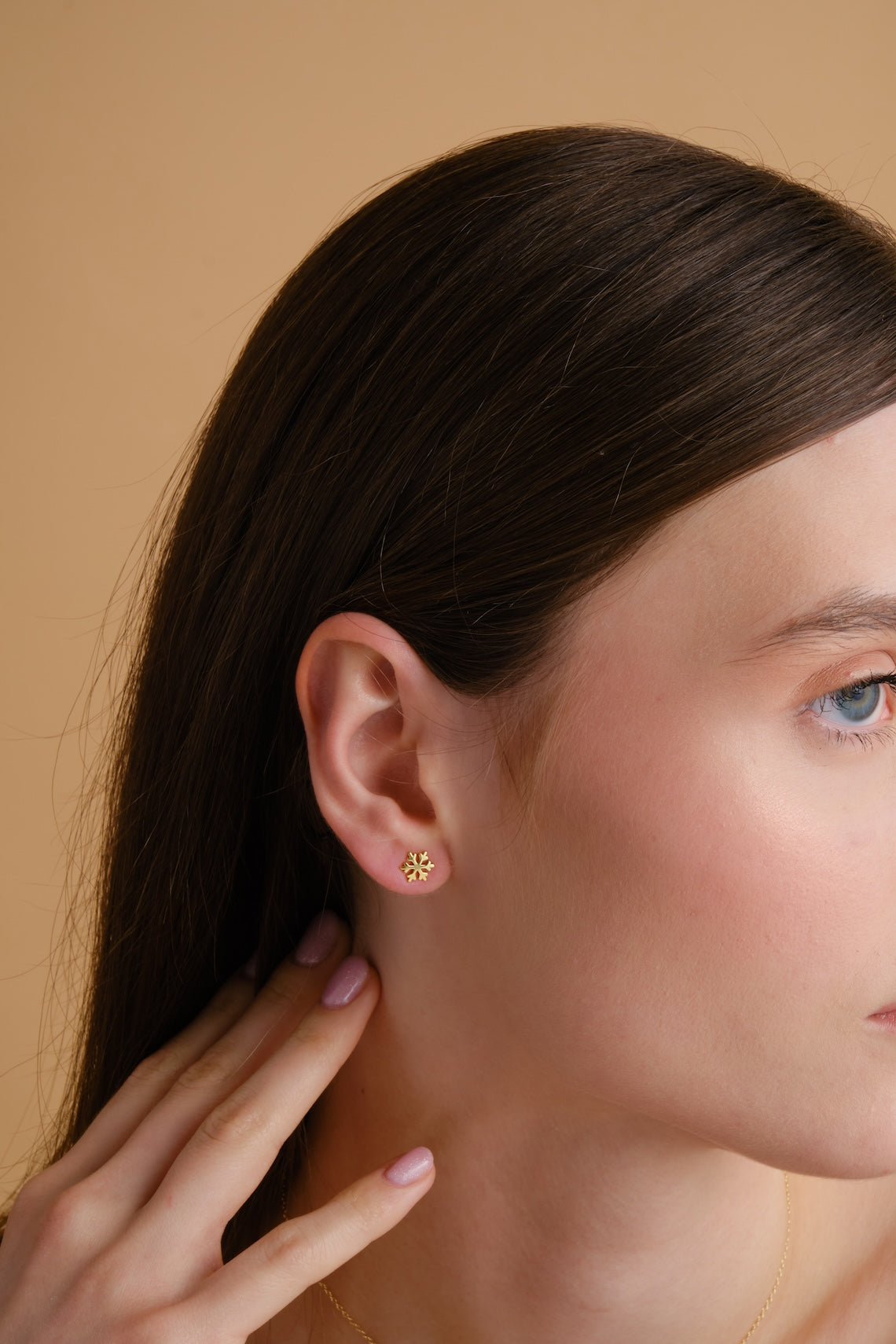 14k Gold Vermeil Tiny Snowflake Earring