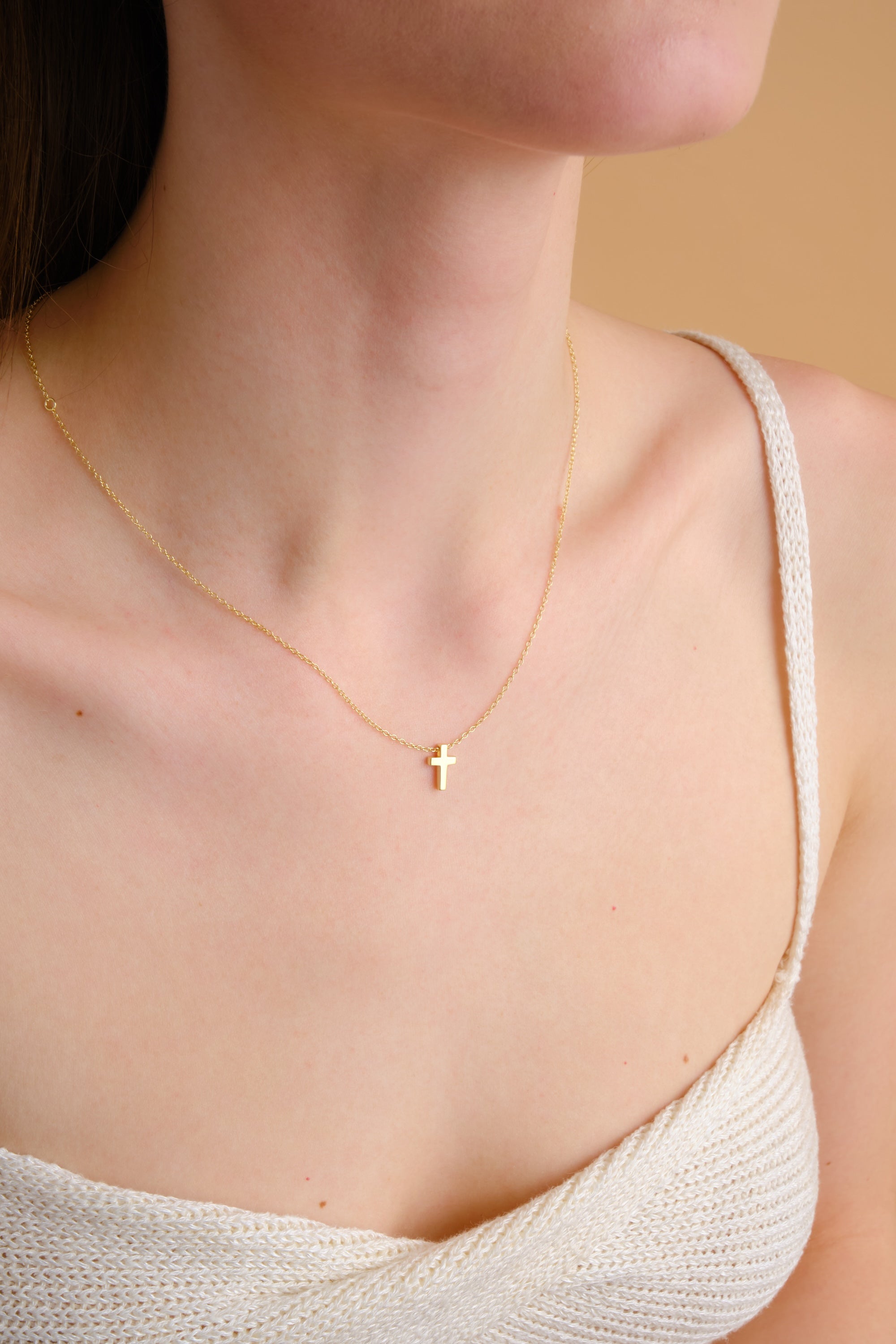 14k Gold Vermeil Cross Necklace