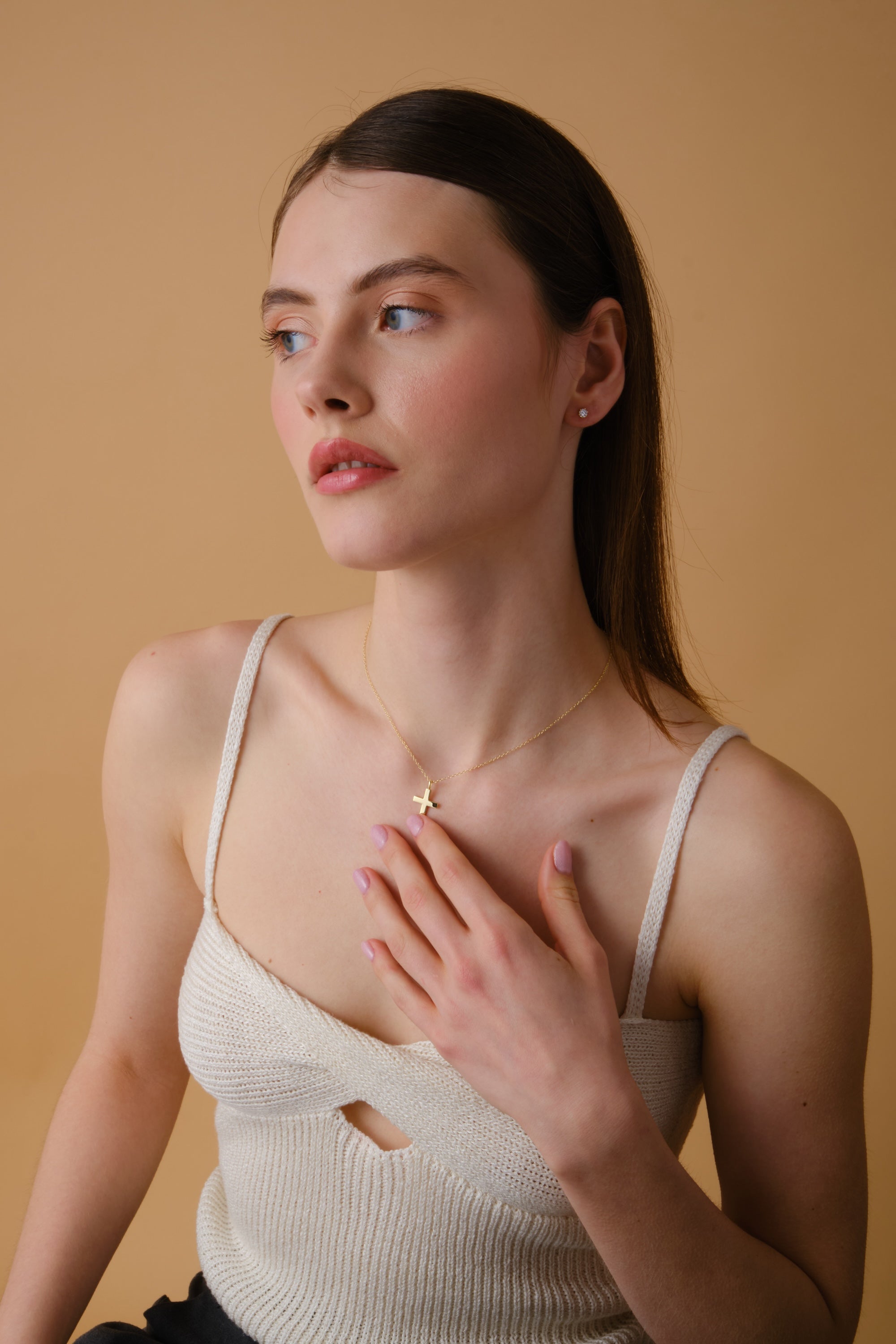 14k Gold Vermeil Cross Necklace