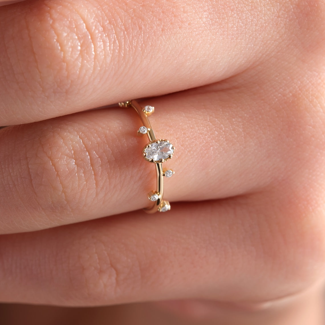 Floating Diamond Cluster Ring 14k Gold