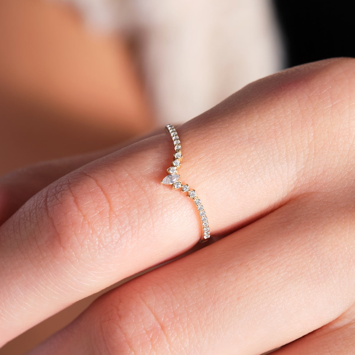 Curved Diamond Eternity Ring 14k Gold
