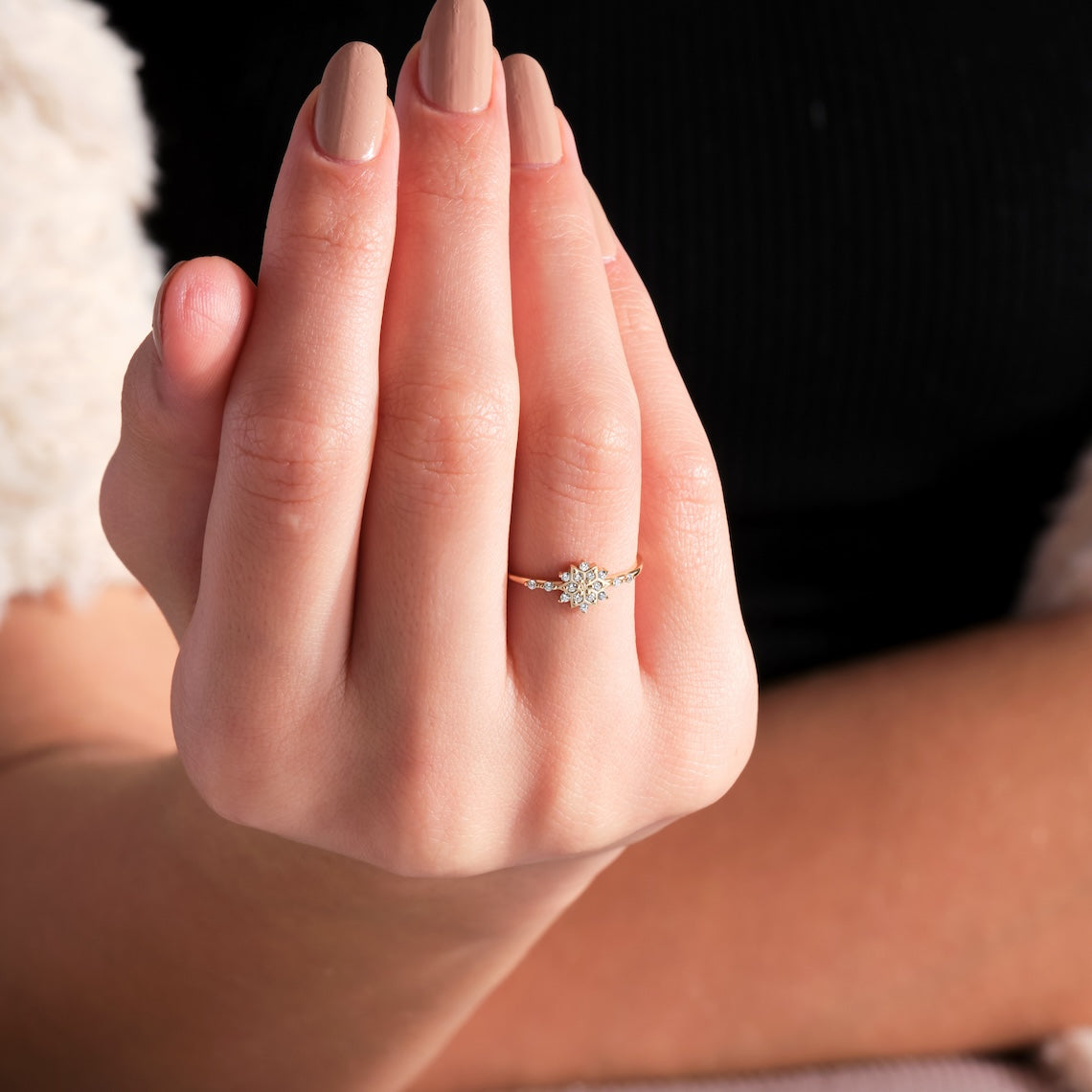 Diamond Snowflake Ring 14K Gold, Glacia