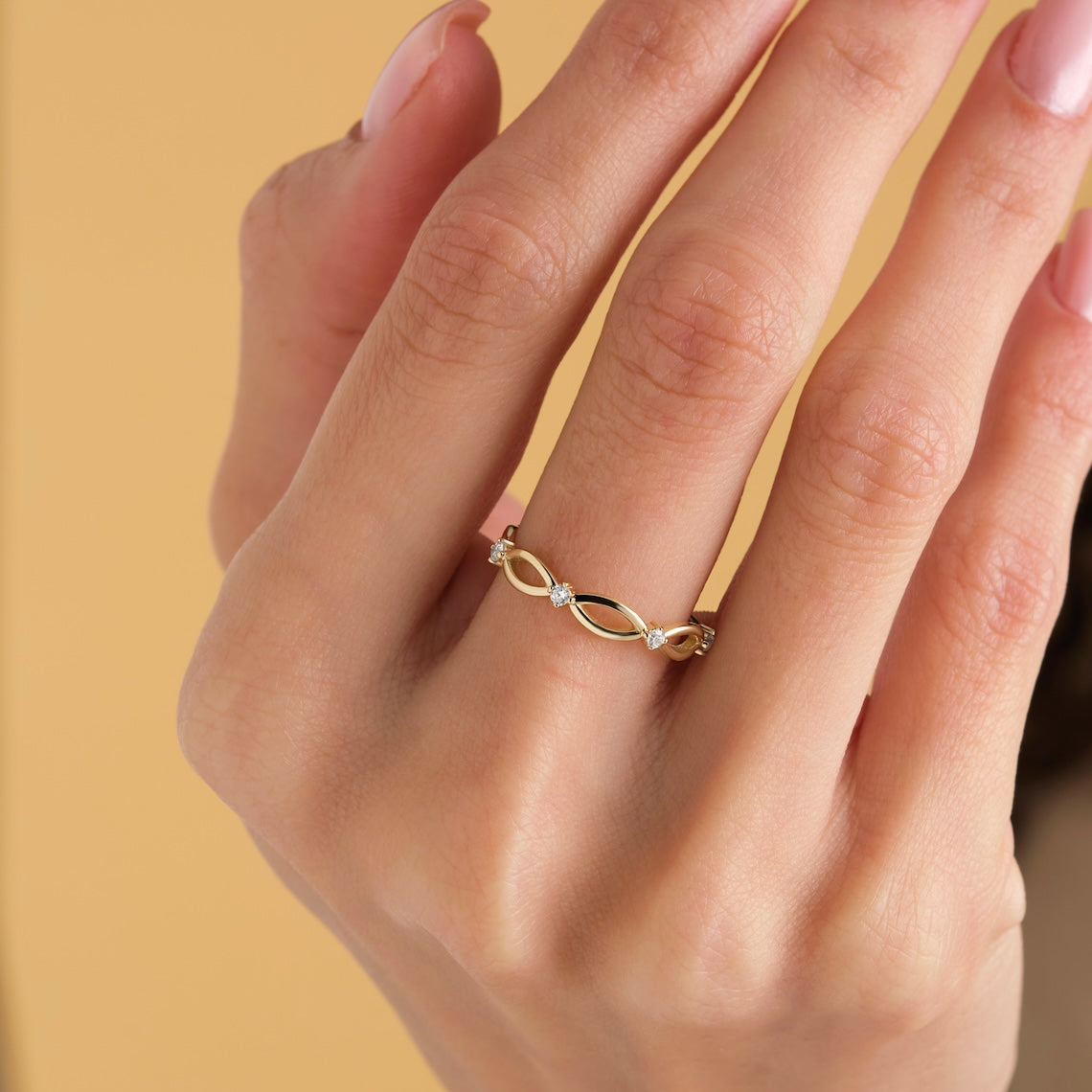 Multi Stone Half Eternity Ring 14K Gold