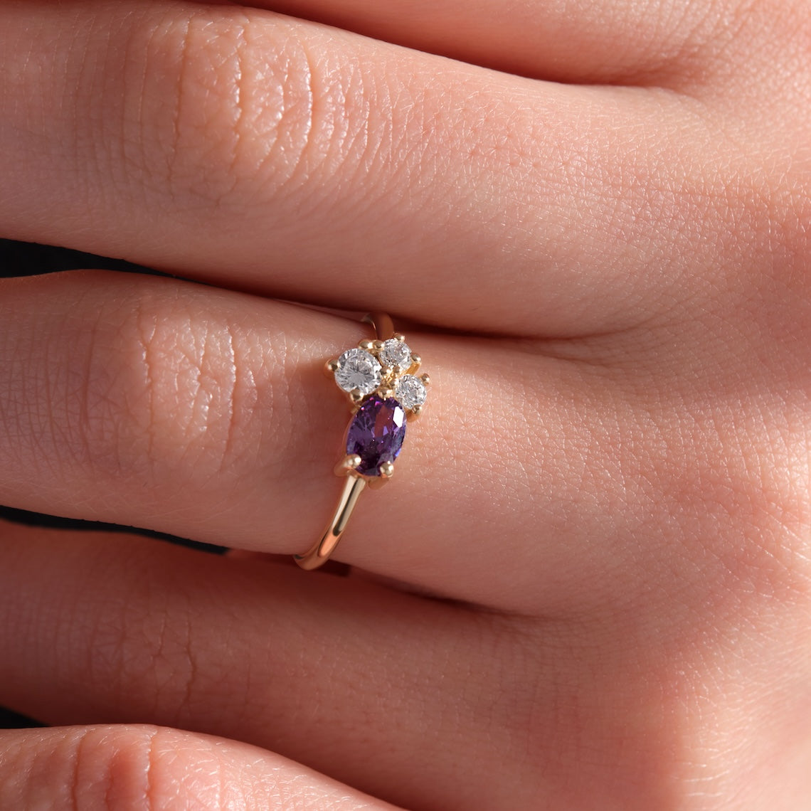 14k Gold Amethyst and Diamond Ring, Sirius
