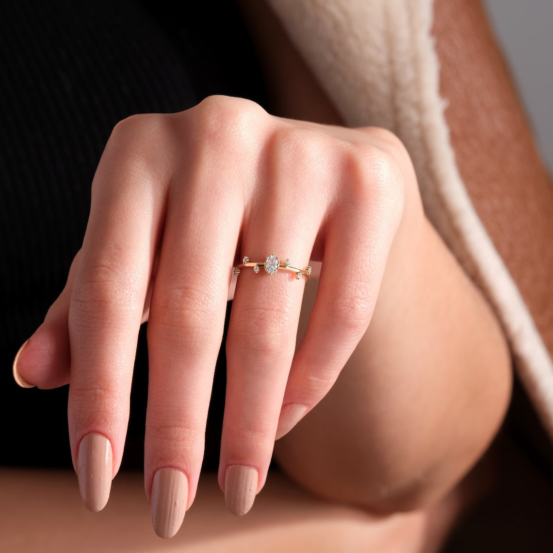 Floating Diamond Cluster Ring 14k Gold