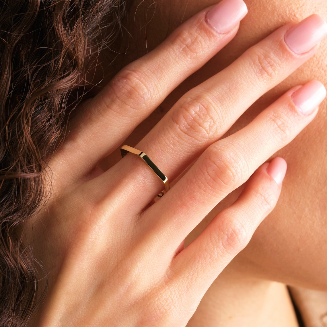 14k Gold Octagonal Bolt Ring